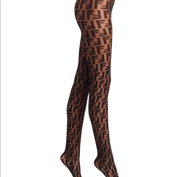 Authentic Fendi Logo Tights Black 